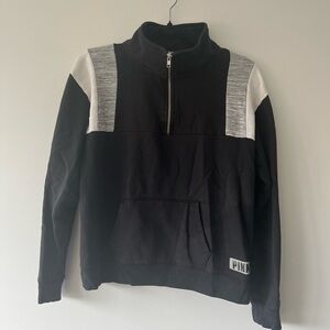 PINK Victoria’s Secret Black Quarter-Zip Pullover Sweatshirt - Size Small